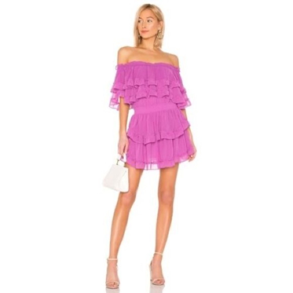MISA Los Angeles Isella Off The Shoulder Tiered Ruffle Mini Dress
